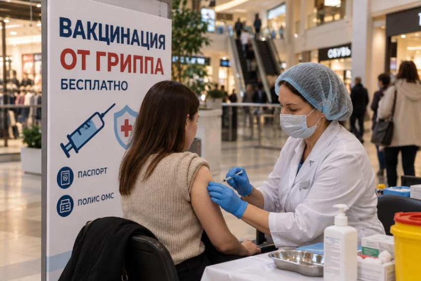В Ростове можно бесплатно привиться от гриппа в торговых центрах  