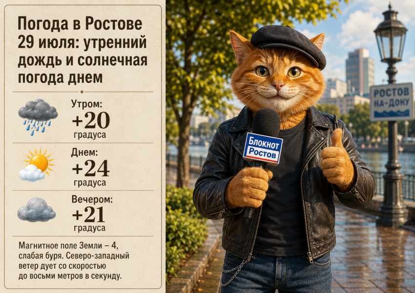 Погода в Ростове 29 июля: утренний дождь и солнечная погода днем