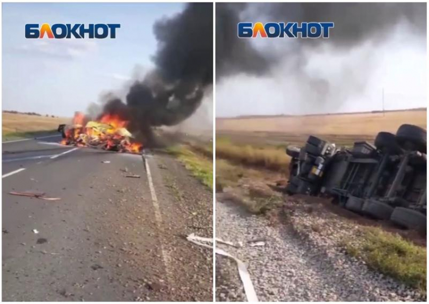 Четыре человека сгорели в ДТП с фурой в Ростовской области