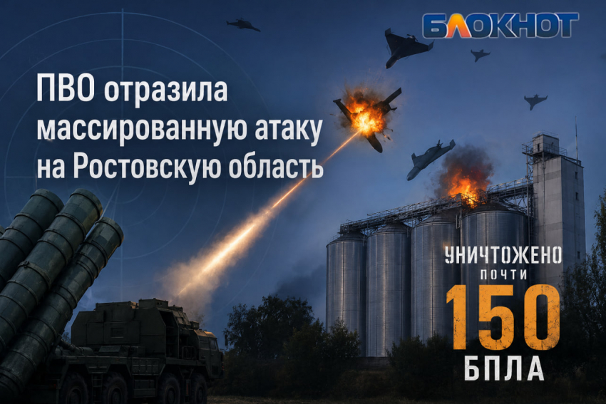 ПВО отразила массированную атаку на Ростовскую область: уничтожено почти 150 БПЛА