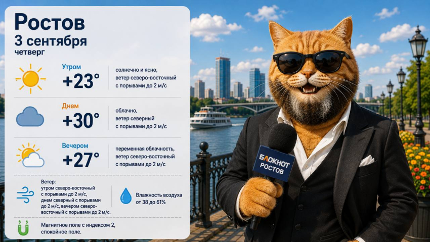 До +30 градусов и солнечно будет в Ростове 3 сентября