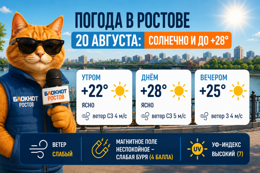 В Ростове-на-Дону 20 августа потеплеет до +28: синоптики обещают жаркий день