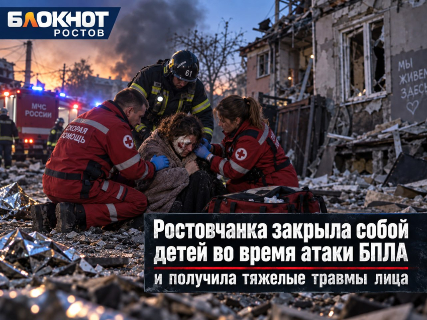 Ростовчанка закрыла собой детей во время атаки БПЛА и получила тяжелые травмы лица