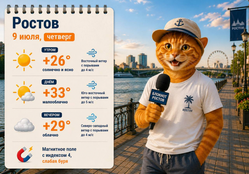 9 июля Ростов накроет зной до +33 градусов