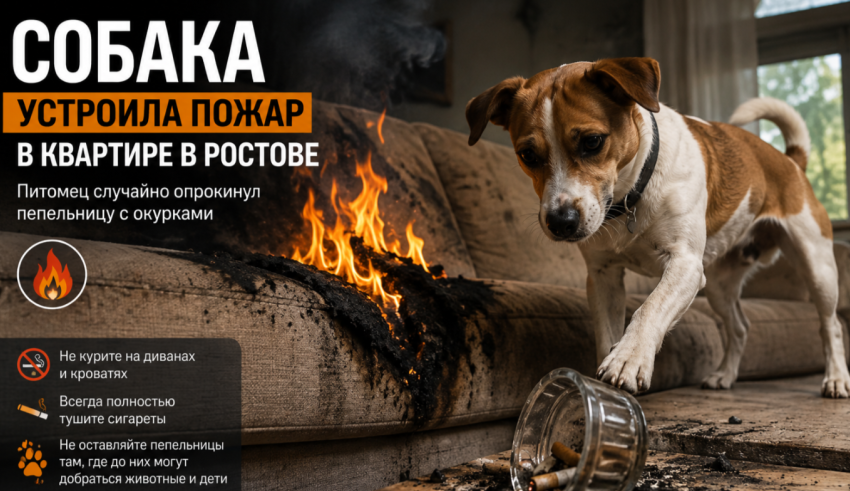 Собака устроила пожар в квартире в Ростове
