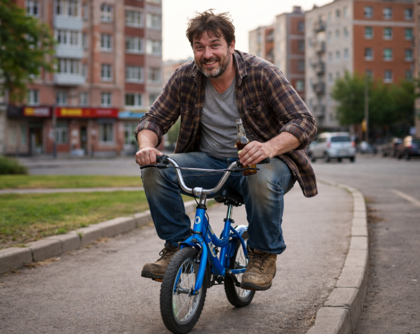 Пьяный работяга из Батайска угнал детский велосипед и уехал на нем 