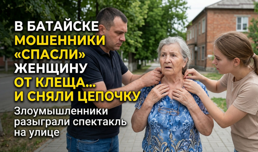 В Батайске мошенники «спасли» женщину от клеща и сняли с нее цепочку